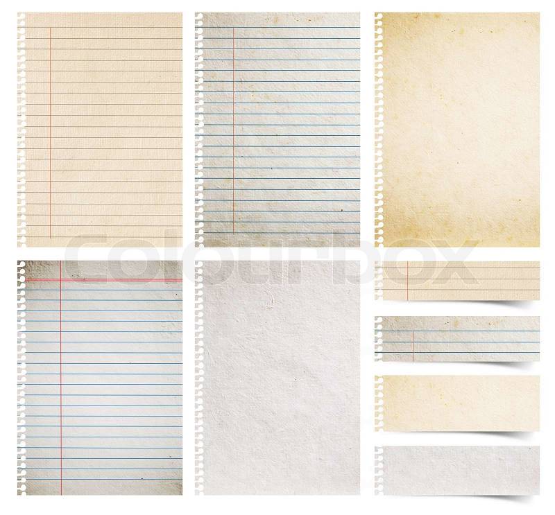 Paper textures background, isolated on white background Save Paths For design work ( paper sheets, lined paper and note paper craft stick ), stock photo