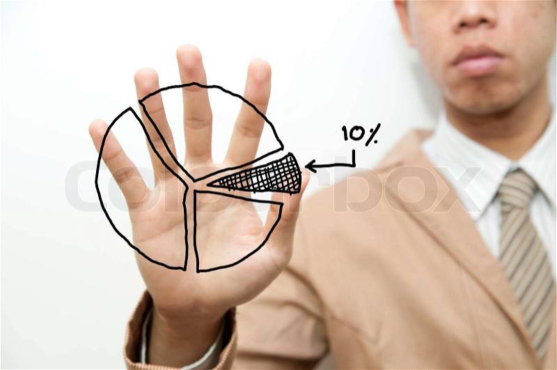 Business touching pie graph, stock photo