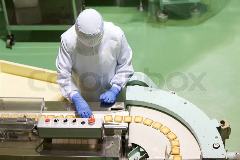 Confectionery factory on production cookie, stock photo