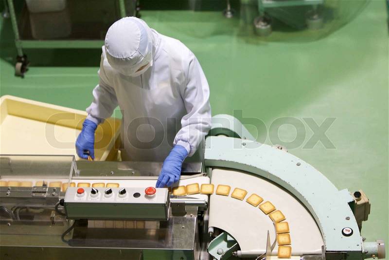 Confectionery factory on production cookie, stock photo