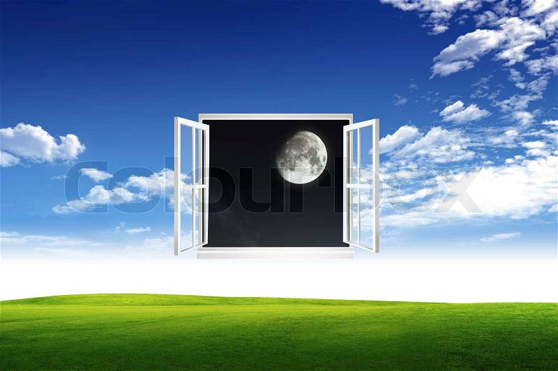 Window open to the new world, for environmental concept and idea, stock photo