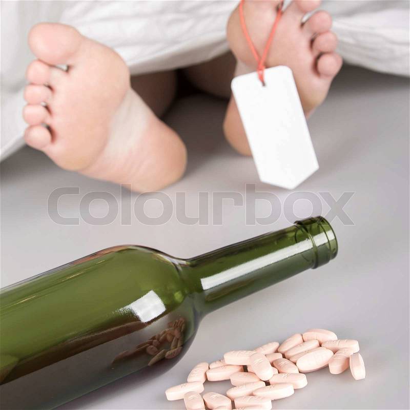 Dead body with toe tag, stock photo