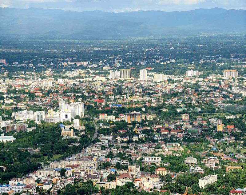 Chiang mai City : High angle view Planning Thailand, stock photo