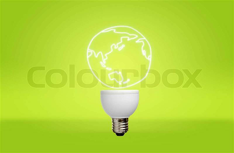 Lamp with light earth for green eco concept, stock photo