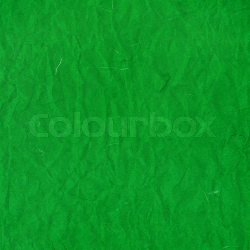 Old green crumpled rice paper texture, stock photo