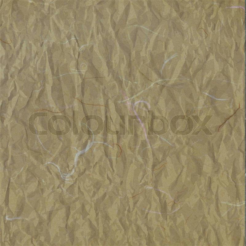 Old light brown crumpled rice paper texture, stock photo