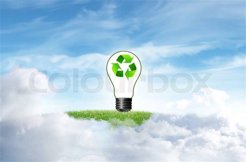 Green grass with tree and cloud sky background, stock photo