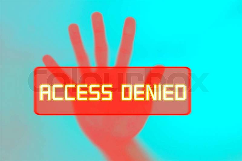 Hand in halting gesture, concept for access denied, stock photo
