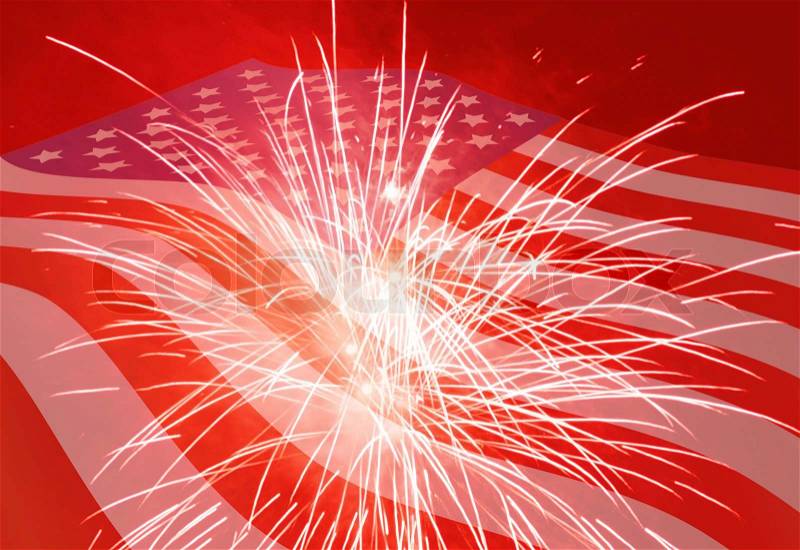 Fourth of July holiday background with fireworks, stock photo
