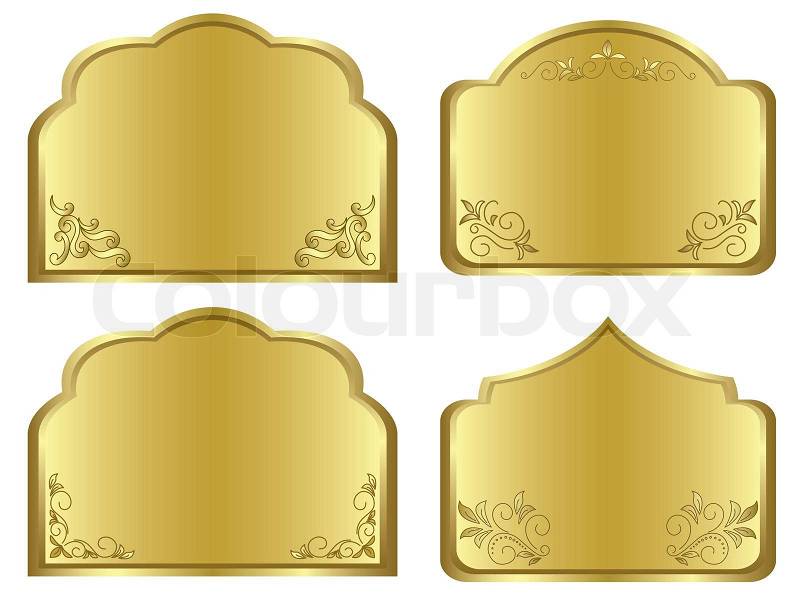 Gold frames with floral decoration - set, stock photo