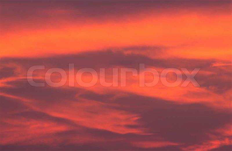 Beautiful fiery sunset, the evening sky in the fire, stock photo