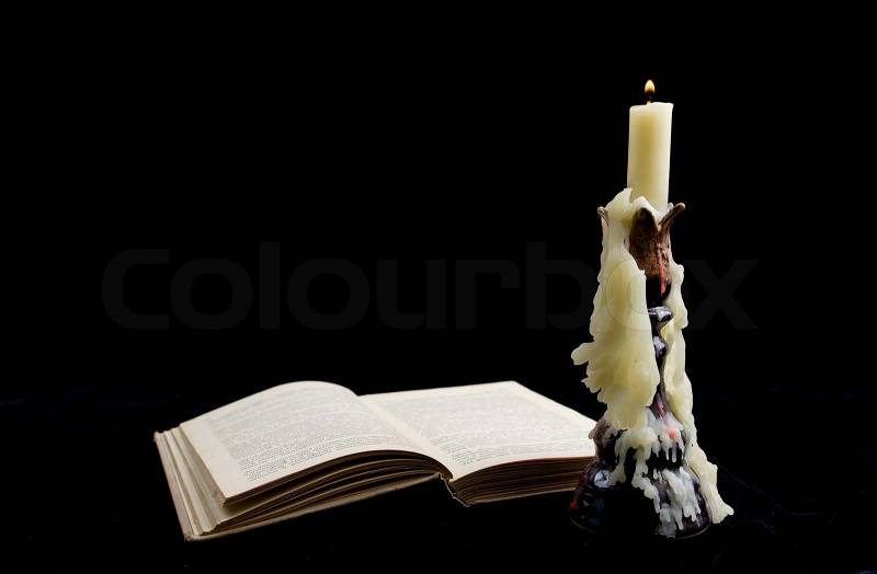 Old Book And Candle, stock photo