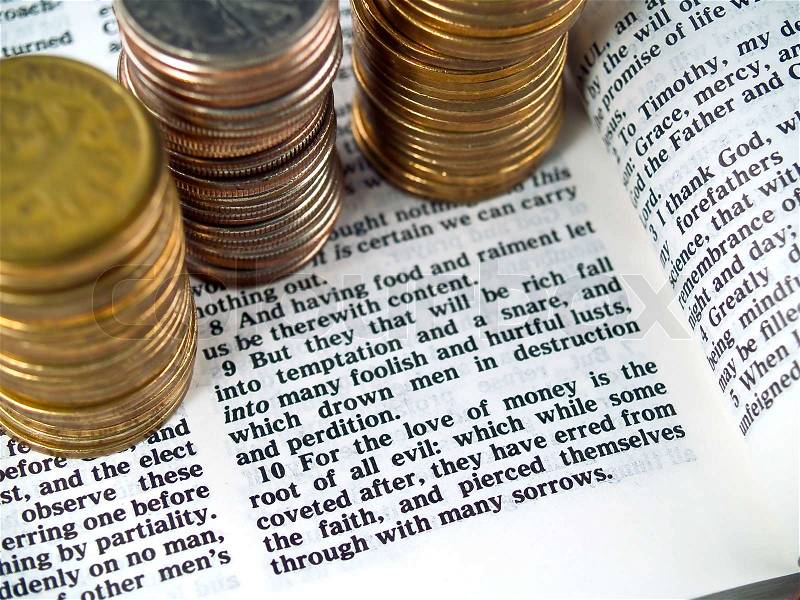 Bible Verse Love of Money, stock photo