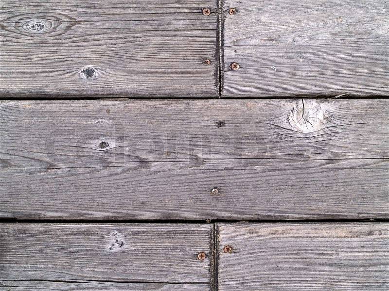 Wood Deck Close Up with Wood Grain and Screws, stock photo