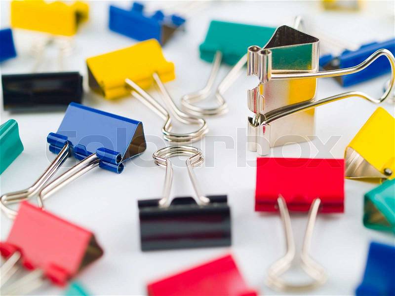 Multicolored Binder Clips with a Single Silver, stock photo