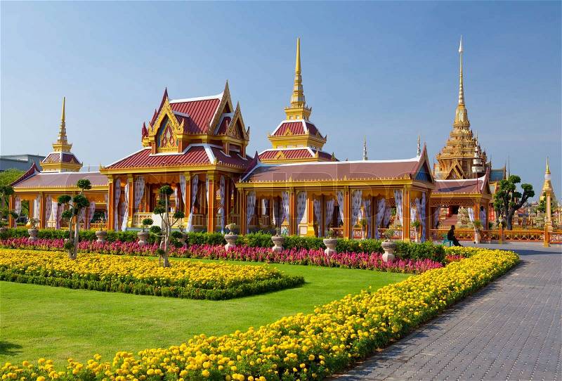 Thai royal funeral and Temple, stock photo