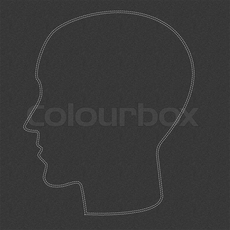 Human head with stitch style on the fabric background, stock photo