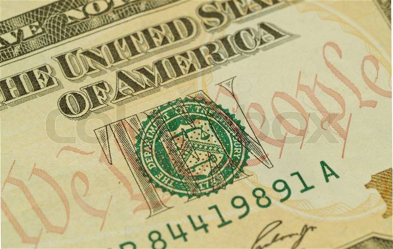 The US 10 Dollar Bill Showing We the People, stock photo