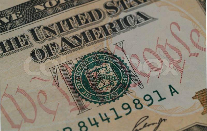 The US 10 Dollar Bill Showing We the People, stock photo