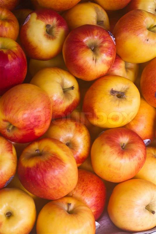 Lots of apples for sale on the market, stock photo
