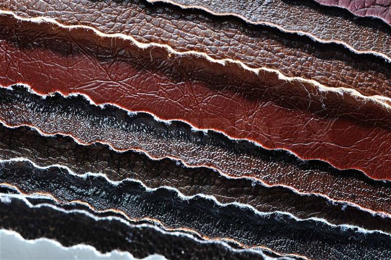 Stack of Artificial Leather Samples Close-Up, stock photo