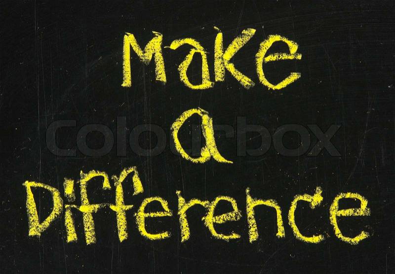 Make a difference phrase on blackboard, stock photo