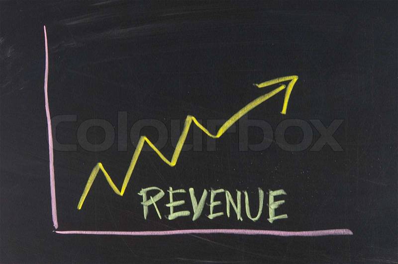 Chart of revenue progress on a chalkboard, stock photo
