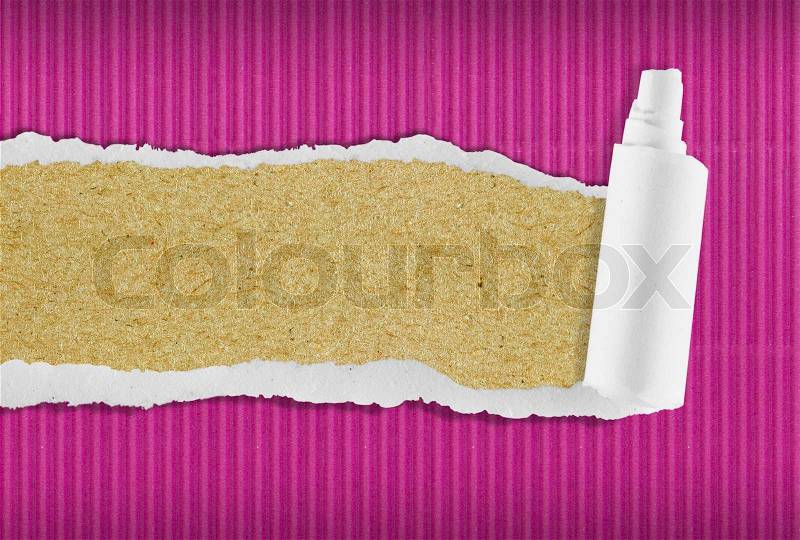 Torn Paper with space for text on corrugated paper background, stock photo