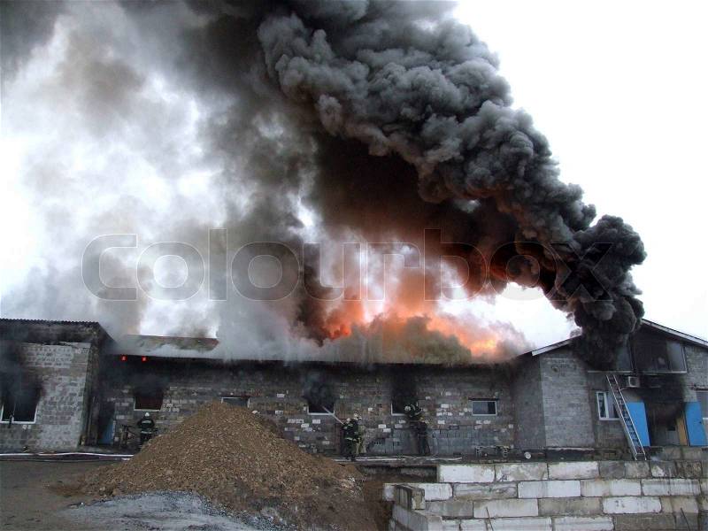 Building on fire, stock photo