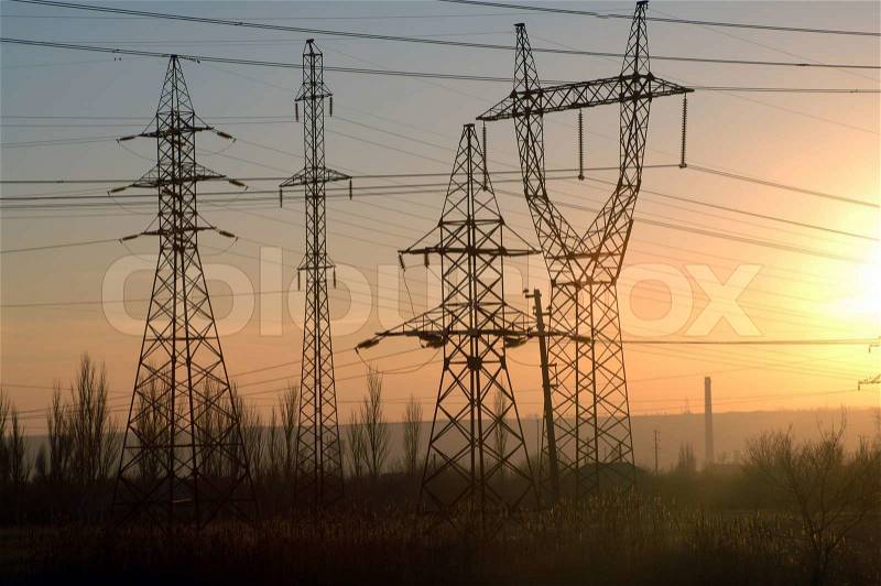 Towers with electrical wires, stock photo