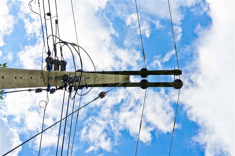 Electric line and blue sky, stock photo
