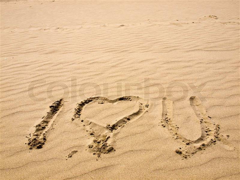 I Love You Written in the Sand, stock photo