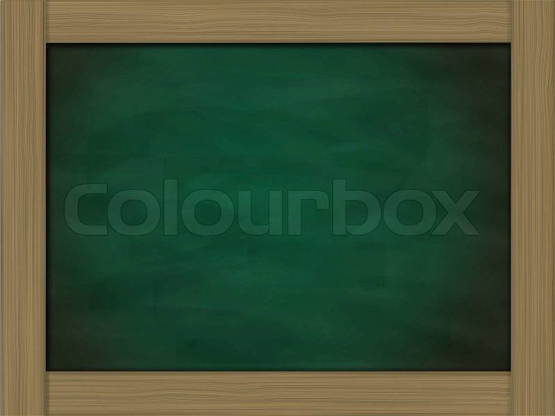 Blank grunge green chalkboard and wood frame, stock photo