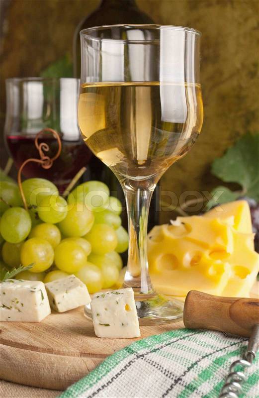 White wine in fine glass, stock photo