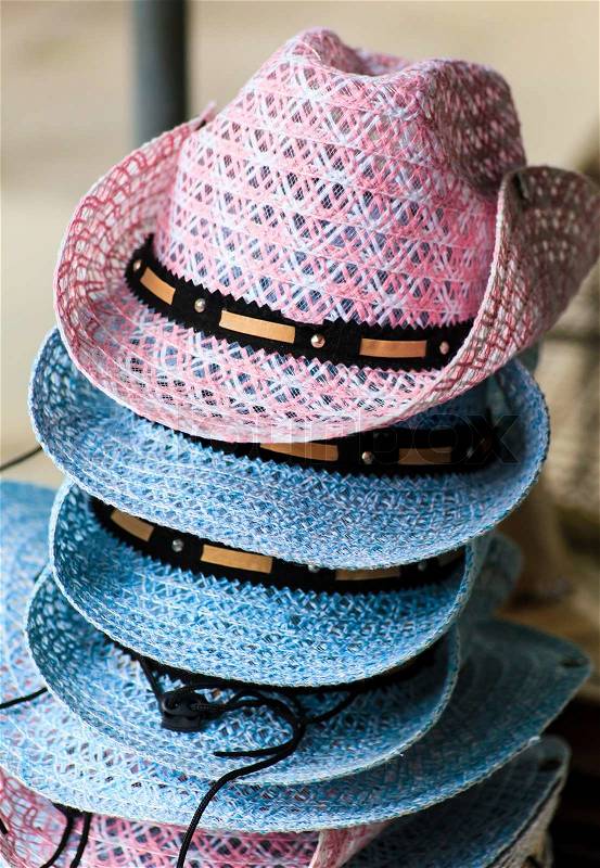 Handmade hat made from grass at Shuphanburi near Bangkok, Thailand, stock photo