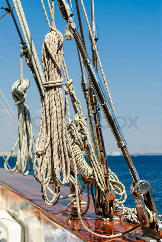 Rigging of an luxury yacht, stock photo