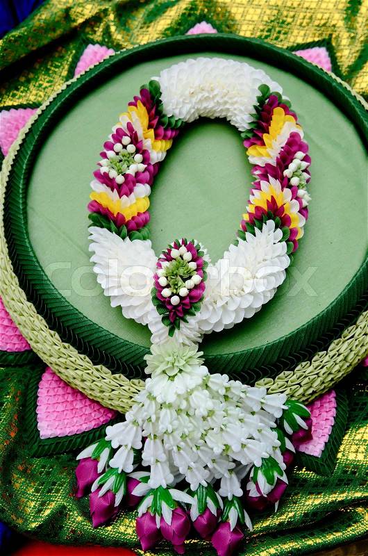 Fabric flower garlands of thai style, stock photo