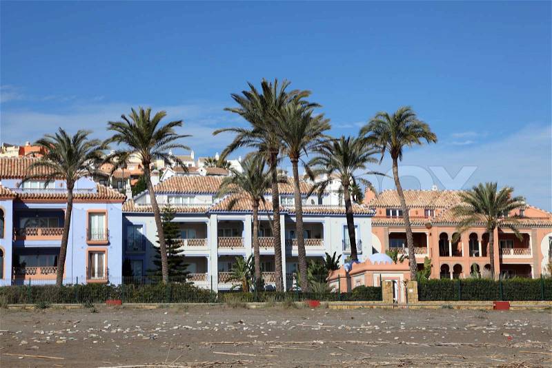 Vacation homes on Costa del Sol, Andalusia Spain, stock photo