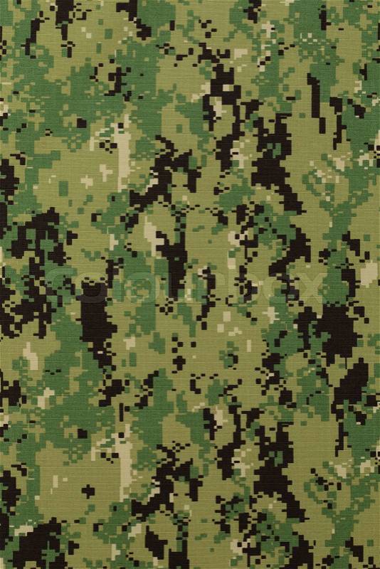 US navy working uniform aor 2 digital camouflage fabric texture background, stock photo