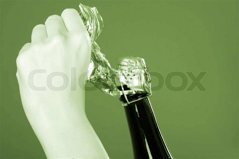Opening champagne bottle, stock photo