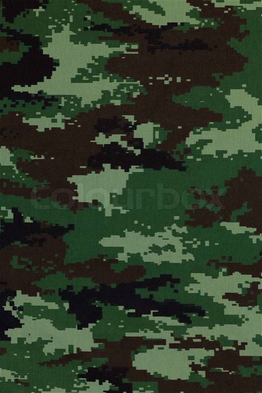 Thai army green woodland digital camouflage fabric texture background, stock photo