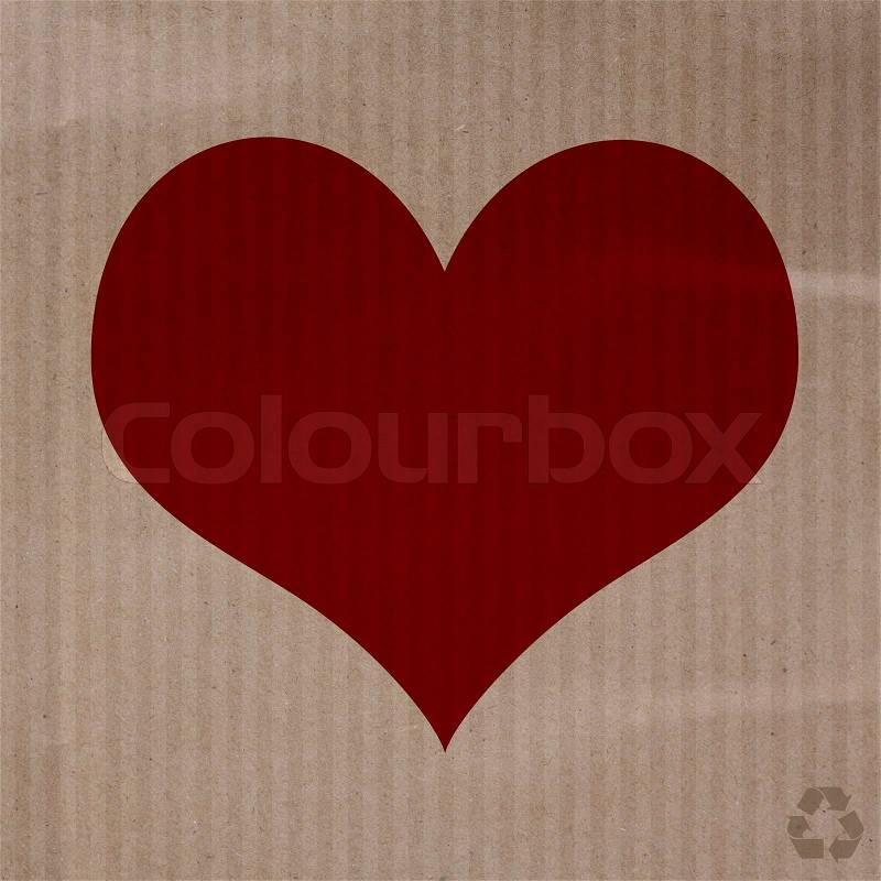 Love heart on recycle paper texture background, stock photo