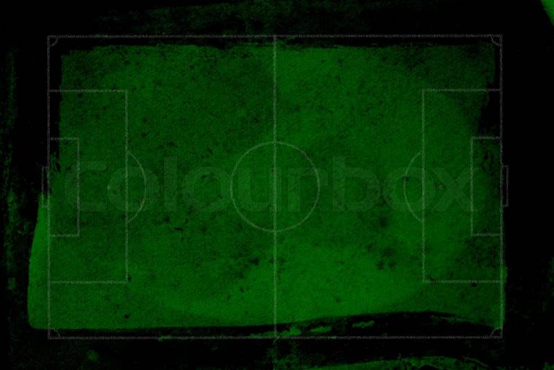 Soccer field on very grunge green paper, stock photo