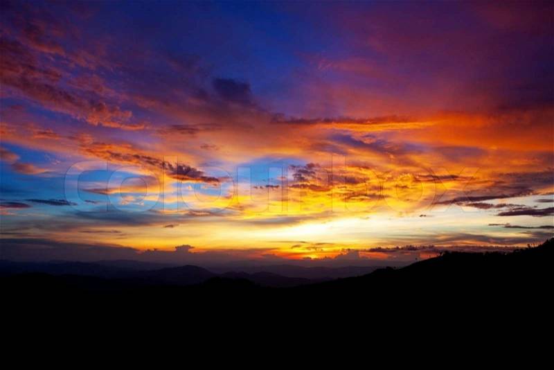 Sunset in the mountains, stock photo