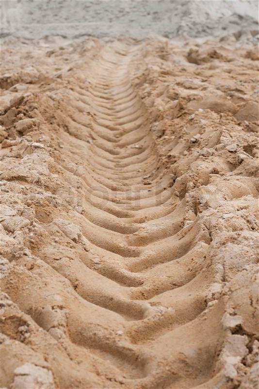 Tire Tracks in the Sand, stock photo