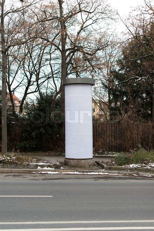 Blank advertising column waiting for advertisement to be applied, stock photo
