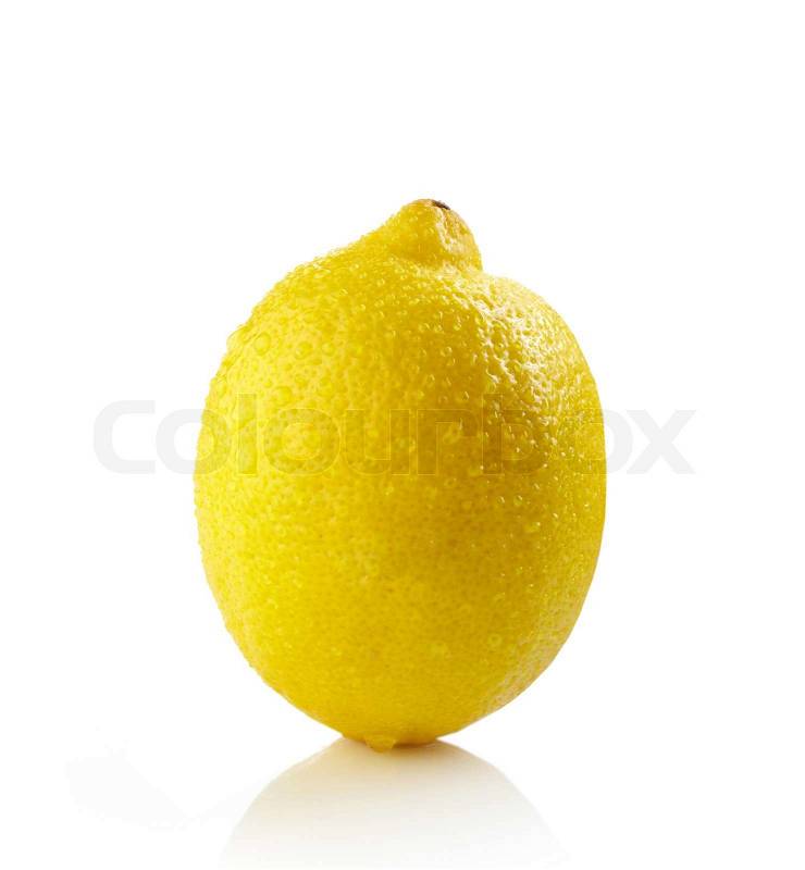 Fresh wet lemon on white background, stock photo
