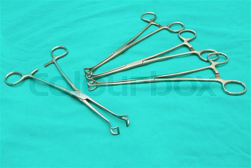 Surgery instrument,Babcock Forceps on surery room, stock photo
