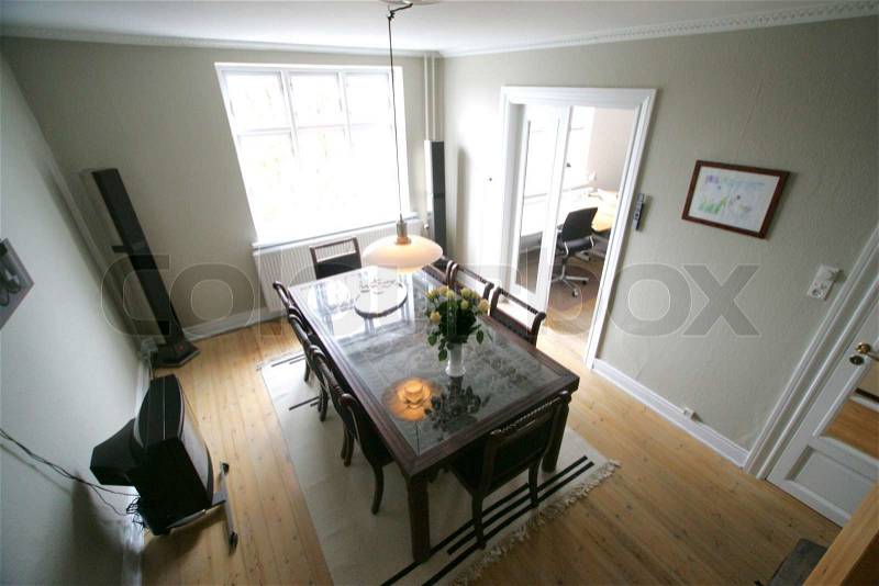 Top view of a dining room, stock photo