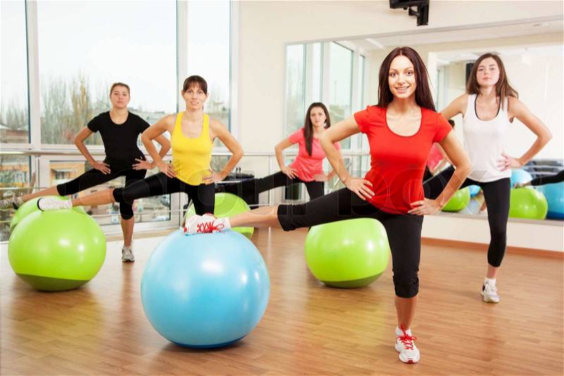 Group training in a fitness class, stock photo